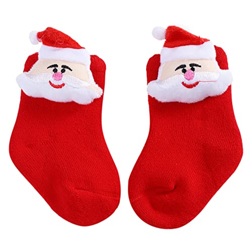 RNTOP Christmas Baby Socks Toddlers Boys Girls Children Kids Warm Socks Soft Sole Shoes Floor Socks Casual Xmas (White, M)