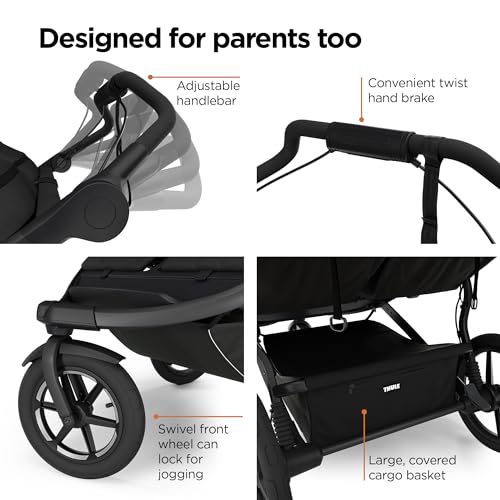 Image of Thule Urban Glide 3 Double Child All-Terrain Stroller, Lightweight, Air-Filled Tires & Suspension, Integrated Hand Brake | jogging-strollers
