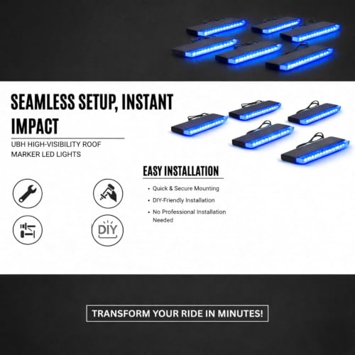 Image of UBH Roof Marker LED Lights For Cars, Trucks, Or Suv 4 X 4 Thar (UFO) (UFO Light 5 Blue)