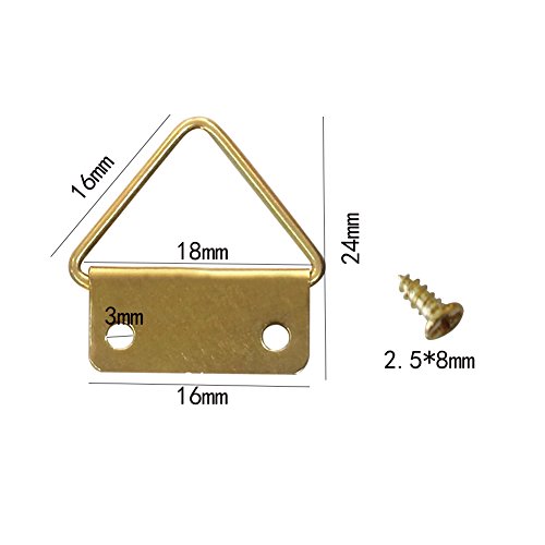 Image of 20 Pack Two Holes Photo Frame Triangle Ring Hangers,Photo Hangers,Picture Hangers with Screws (20, 24x18mm)