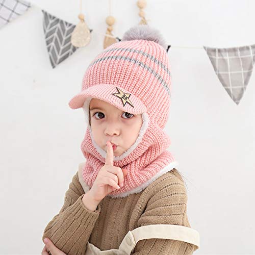 Kids Winter Hat Baby Boys Knit Hat Baby Girls Thick Scarf Earflap Hood Scarves Skull Caps 2-7 Years2