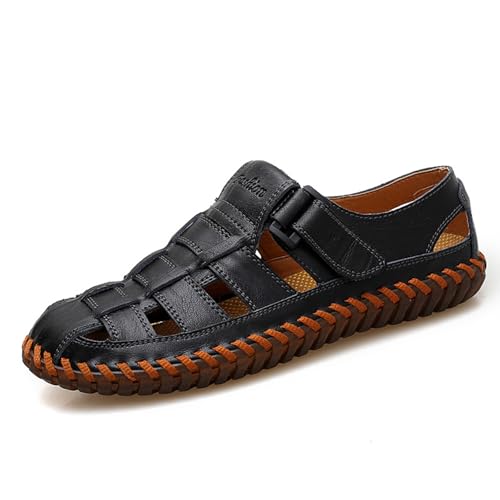 Mens Sport Sandals Summer Outdoor Beach Anti-Slip Fisherman Shoes Fashion Closed Toe Leather Breathable Loafters