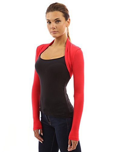 PattyBoutik Women Long Sleeve Bolero Shrug (Chili Large) - Thumbnail 3