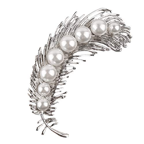 Image of Pearl Diamond Brooch Pins for Dress Sweater Scarf, Wedding Party Decoration Birthday Christmas Gift