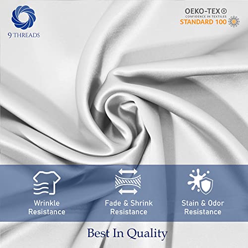 9Threads 400 Thread Count 100% Cotton Sateen Bed Sheets Deep Pocket, Cotton Bedsheets Crisp Cool And Strong Bed Linen (White, King) #TOP7