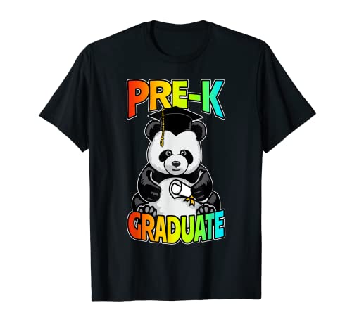 Pre-K Graduate Preschool Graduate Funny Happy Panda Bear Maglietta