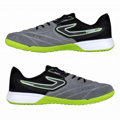 Chuteira Futsal Topper Legend Ii Masculino Original (Cinza/Preto/Verde, BR, Adulto, Numérico, 44)