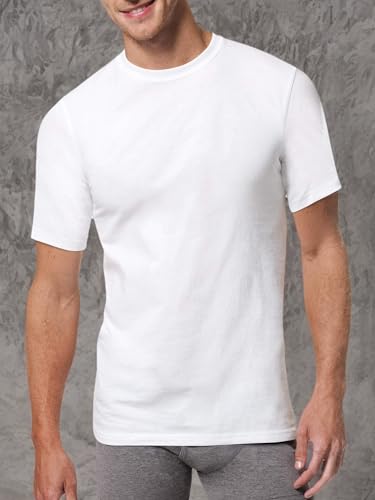Hanes Cotton Modal Men's 3-Pack FreshIQ Crew Neck Tee, White3