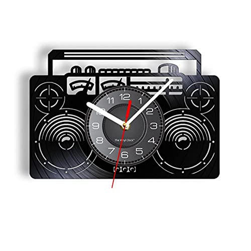Radio Vinilo Disco Audio Arte Hip Hop Dancer Vinilo Música Discos Reloj de Pared Música Estudio Decoración
