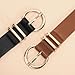 VONMELLI 2 Pack Women's Leather Belts for Jeans Dresses Fashion Gold Buckle Ladies Belt Black+Light Coffee,M