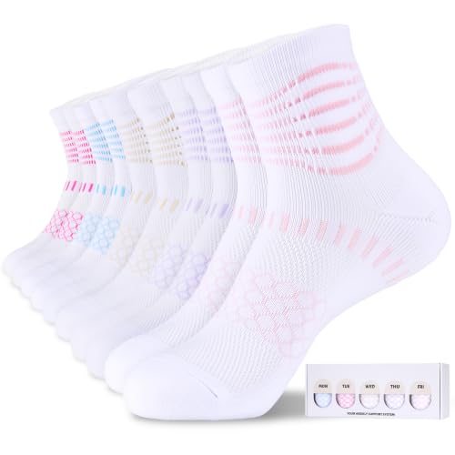 Image of IRAMY Ankle Compression Socks for Women Men Plantar Fasciitis Relief 3 /5 Pairs Cushioned Athletic Running Socks