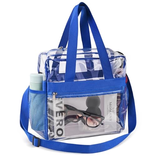 Image of Clear Bag 12x6x12 Stadium Approved Clear Tote Bag with Zipper Closure Crossbody Shoulder Bag with Adjustable Strap