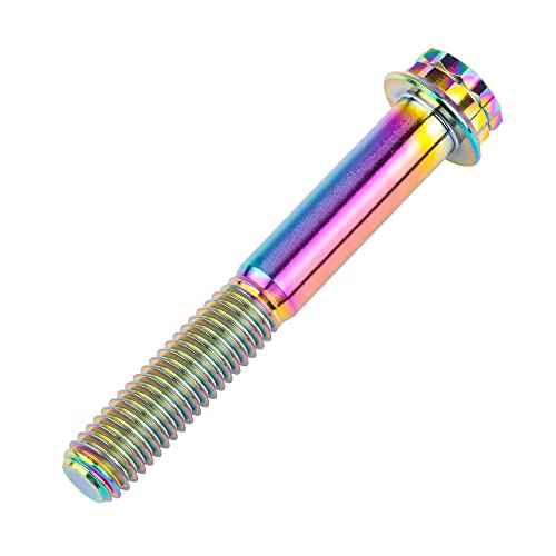 Image of Titanium Flange 12 Point Head M8 x15 20 25 30 35 40 45 50 55 60 65mm Screw Bolt Pack of 4 (M8x55mm, Rainbow)