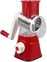 3 in 1 Manual Cheese Grater Rotary Handheld Fast Cutting Cheese Shredder Rotary Vegetable Slicer Grater Kitchen Perfect for Vegetables, Nut, Biscuit and Ice. (Red)