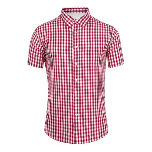 Chemise décontractée homme en lin respirant à boutons et carreaux