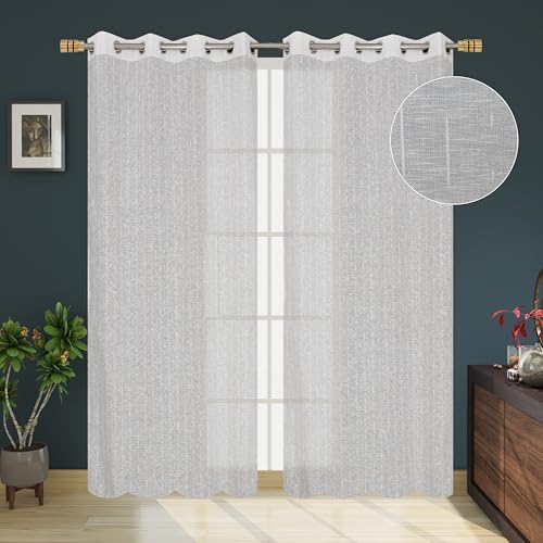 Image of Exporthub Cotton Sheer Curtains 5 feet Long Set of 2 for Window Curtains White Color - (EHSPR061 54)