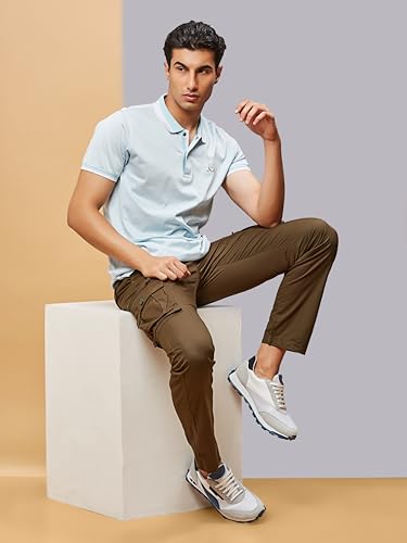 Image of BEEVEE Mens Fixed Waist Cargo Pant with Belt.