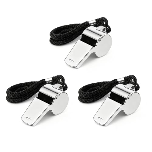 3 Pcs Silbato de Acero Inoxidable, Silbatos de Sonido Fuerte y Nítido, para Entrenador, árbitro