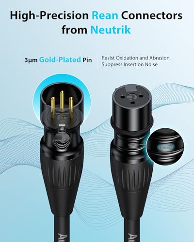 Aa Audio Accessory AMC04 XLR CABLE 3M Braided Xlr Cables 10Ft 2 Pack, Professional Gold-Plated Rean Connectors From Neutrik, Kevlar-Reinforced Nylon Braided Xlr Microphone Cable, Mic Cable, Shielded And Balanced Xlr Male To Female Cord thumb #2