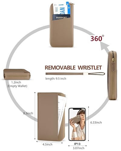 Image of Large Wallet for Women, Clutch Wallet with Passport Holder | RFID Wallet for Women, Zipper Clutch Purse, Passport Holder for Travel, Multiple Card Slots, Phone Pocket, Wristlet Strap