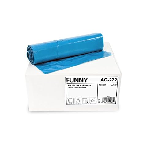 Funny AG-272 LDPE Müllsäcke, 700 x 1100 mm - Typ 80, Blau, Circa 120 L, 250 Stück Cover