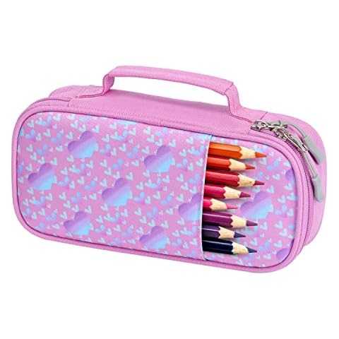Choco Mocha Pencil Case for Kids, Hearts-Pink Cover