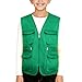 Boys Cargo Vest Zip up Tactical Utility Vest Sleeveless Military Vests Outdoors Adventure Travel Camping with Pocket Green