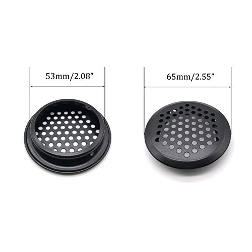 Nacx 20Pcs Air Vents 53Mm Circular Soffit Vent Stainless Steel Round Vent Mesh Hole Louver For Kitchen Bathroom Cabinet Wardrobe (Black) #TOP1