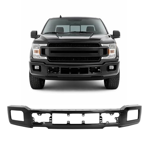 ALMULOO 3 PCS Front Bumper Face Bar Compatible with 2018-2020 Ford F-150 Fits Models with Fog Lamps Replacement for JL3Z17757EPTM FO1002429 Steel Powder Coated Black