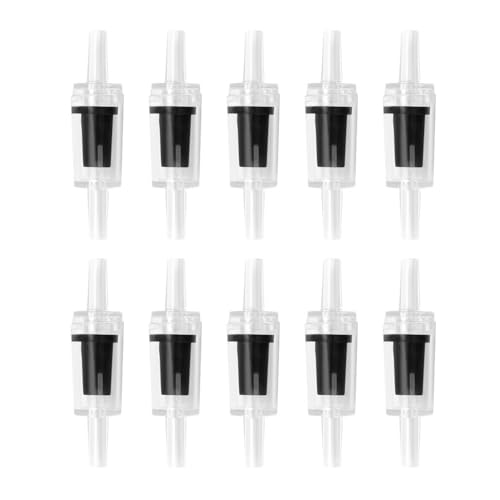 SENRISE 10 válvulas de retención de acuario, 4 mm, color negro, transparente, antirretorno para tanques pequeños betta, tanques comunitarios grandes, tanques plantados, tanques marinos