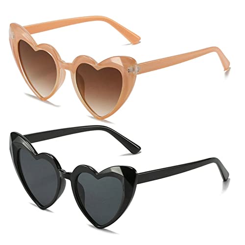 COTIA Love Heart Shaped Sunglasses for Women Men,Vintage Cute Cat Eye Mod Style Retro Glasses