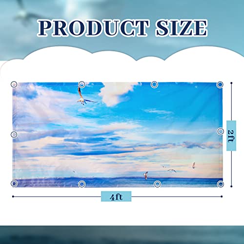 Image of Hortsun 4 Pack Fluorescent Light Covers 4 x 2 Feet Magnetic Light Cover for Drop Ceiling, Fluorescent Ceiling Shade Filters for Office Classroom Home Hospital Decor(Beach)