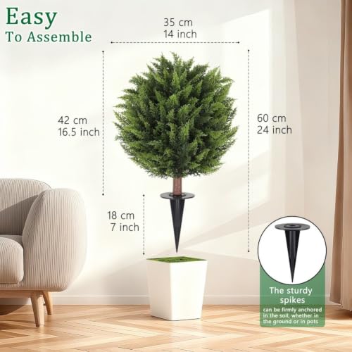 Árbol artificial de hoja densa con estaca resistente de 60cm 6