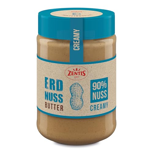 Zentis Erdnussbutter Creamy – 350 g cremiger Brotaufstrich aus 90% Erdnüssen für vielseitigen Genuss im Alltag