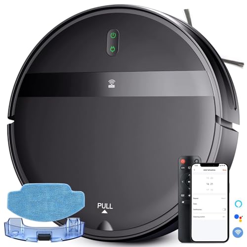 Kilgone Robot Vacuum for Pet Hair, 2-in-1 Vacuum & Mop Combo with Tangle-Free Suction & Smart 3D Avoidance, App/Wi-Fi/Alexa, Ultra-Slim & Quiet, Self-Charging for Hard Floors and Low-Pile Carpet
