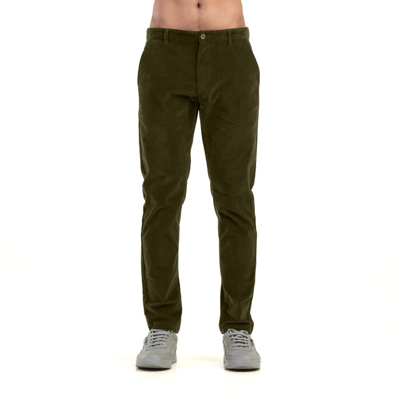 Image of BELANO Men Slim Fit Corduroy Cotton Stretch Chinos