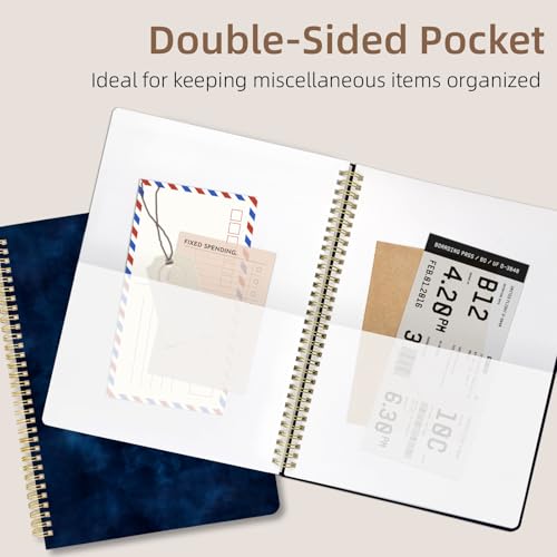 Image of Cute Spiral Notebook 8.5 x 11 Graph Paper Journal A4, Blue Moon | 70 page, Note Book with Pocket, Large, Big, Hard Cover, Aesthetic, Pretty Design, for Women, Girls, Kawaii