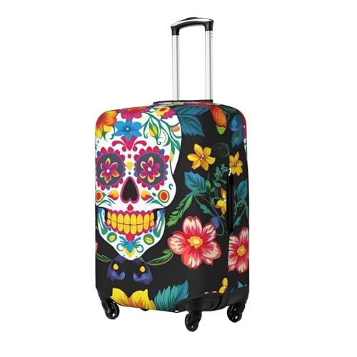 Sugar Skulls Flowers Print Fashionable Suitcase Cover Personalized Luggage Protector for Travel and Business2