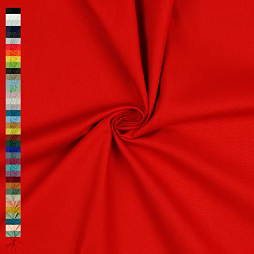 Tela de lona lisa por metros, 100 % algodón, 39 colores, tela decorativa, bolsas robustas (tomate 044)