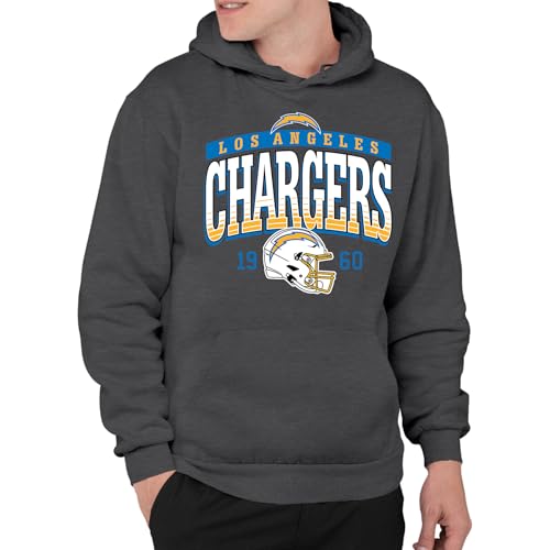 Junk Food NFL - Los Angeles Chargers - Mighty - Officially Licensed Adult Pullover Fleece Hoodie for Men and Women Heather Charcoal