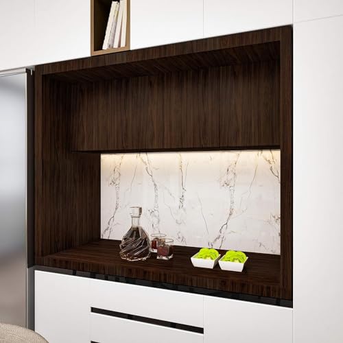 Image of HOME13 Walnut Wooden Kitchen Self Adhesive Vinyl Decorative Wallpaper for Kitchen Countertop Home /Office 1 Ft x 4 Ft with 2pcs