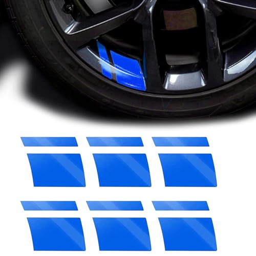 Slykew 6 PCS Car Wheel Rim Decal for 18In to 21In Wheels, Reflective Waterproof Automotive Stripes Decorative Stickers, Universal Tire Rim Accessories for Truck SUV Car Bike Motorcycle (Blue)