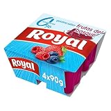 Royal Gelatina Sabor Frutos del Bosque 0%, Sin Azúcar, Pack 4 x 90 g