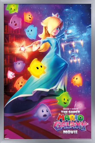 Trends International Nintendo The Super Mario Galaxy Movie (2026) - Rosalina One Sheet Wall Poster, 22.4L x 14.7W, Silver Framed Version