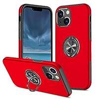 EYZUTAK Case For IPhone 16, 360 Degree Rotation Magnetic Metal Finger Ring Holder Magnet Car Holder Inner Silicone With Camera Protection Glossy Anti-drop Hard Cover - Red - View #4