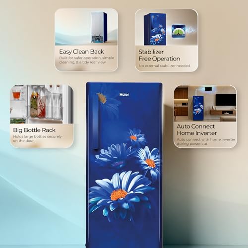 Image of Haier 190 L 2 Star Direct Cool Single Door Refrigerator with Fast Ice Making, Easy Clean Back, Large Vegetable Box (HED-202TMHA-N, Marine Hilton, 2026 Model)