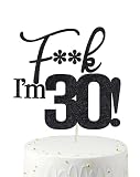 30 Birthday Cake Toppers-Black Glitter, Funny 30th Cake Topper for Men,30 Cake Topper For Women, 30th birthday decorations,30th Birthday Cake Topper（Double Sided Glitter） Thirty
