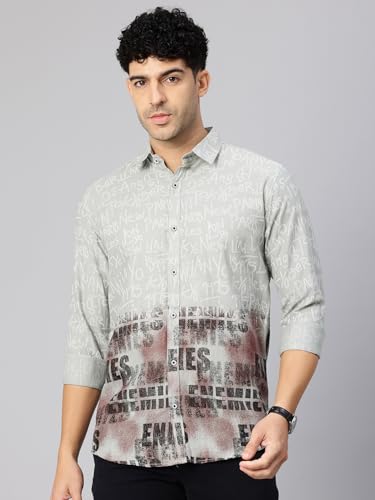 Image of Majestic Man Stylish Ombre Print Pure Cotton Casual Shirt for Men