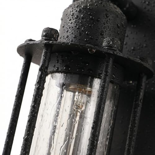 Image of mirrea 18-Inch Industrial Outdoor Wall Light Sconce, Matte Black, Set of 6