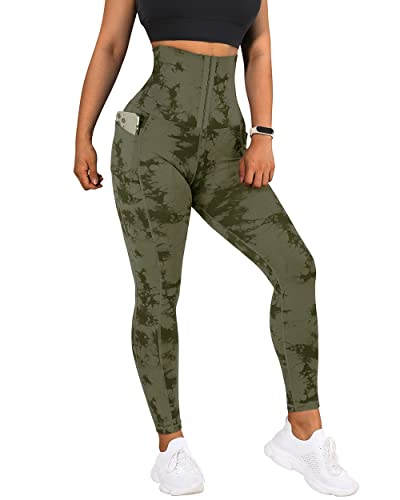 MOOSLOVER Women Corset High Waisted Leggings with Pockets Tummy Control Body Shaper Yoga Pants